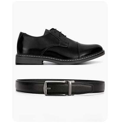 Leather ratchet belt for men with snap fastener – Casual and formal adjustable style