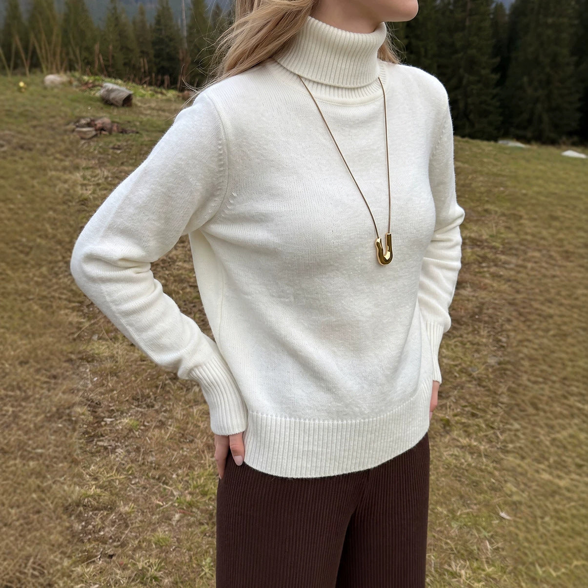 Pull en maille unie ample pour femme – Un style décontracté et confortable pour tous les jours