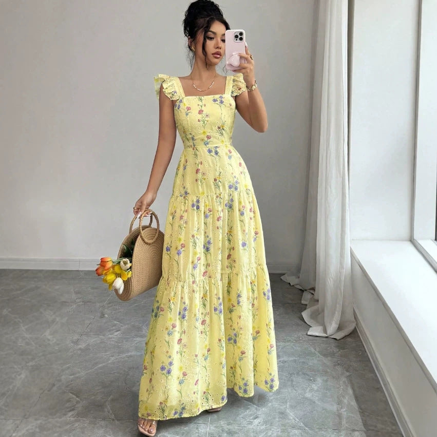 Women's floral dress with thin straps French style - Light and romantic