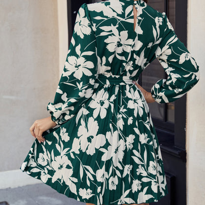 Vestito da donna stampato con maniche lunghe e collo rotondo
