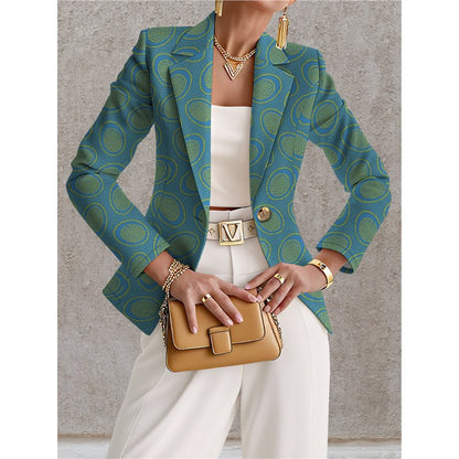 Marineblå blazer til kvinder med hvide prikker – Chic, elegant og afslappet stil