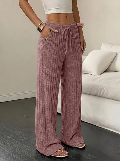 Women's wide-leg ribbed knit pants – Comfortable and modern