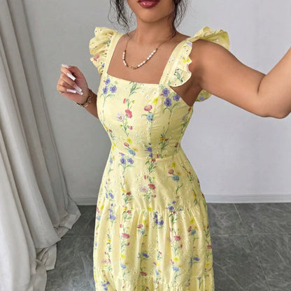 Women's floral dress with thin straps French style - Light and romantic