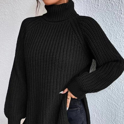 Women's sweater with a split mock neck – Soft and comfortable