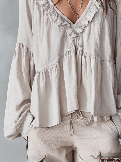 Blouse bohème femme à volants – Style vintage léger et romantique