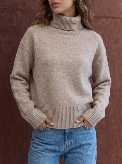 Pull en maille unie ample pour femme – Un style décontracté et confortable pour tous les jours