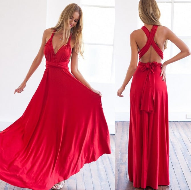 Femme Dos Ouvert Invitée de Mariage Maxi Robe – Élégante, Aérée, Léger