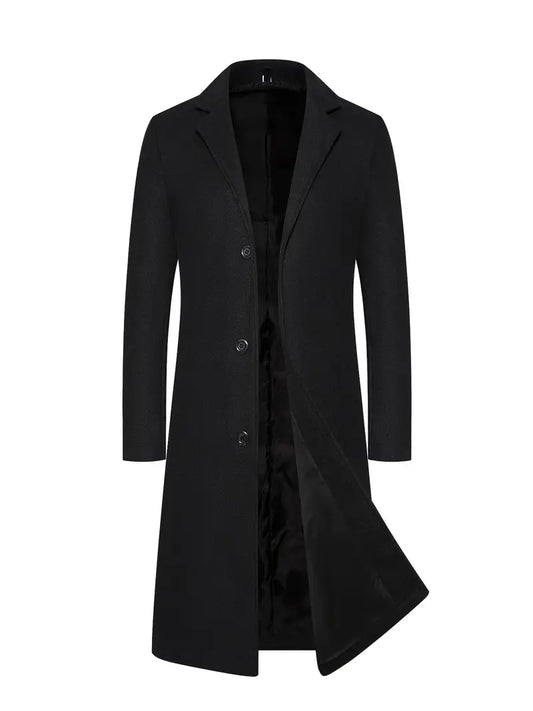 Manteau Long à Simple Boutonnage pour Homme – Manteau d’Hiver Ajusté Premium