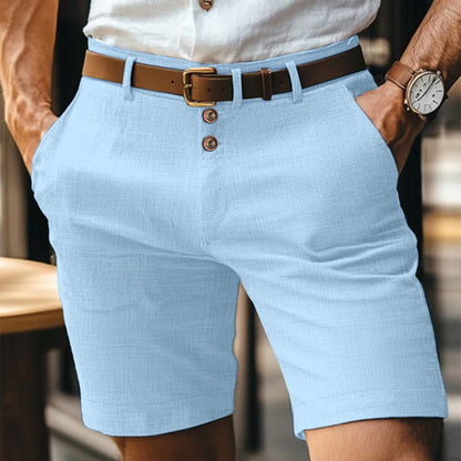 Short homme en lin boutonné – Pantalon court léger respirant uni idéal pour l'été