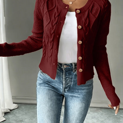 Cárdigan de punto trenzado para mujer con botones - Elegante y suave