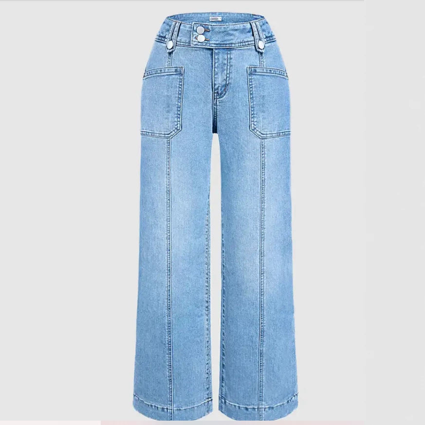 Jeans dritti ampi da donna slavati - Moderni e confortevoli