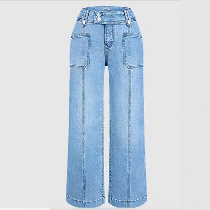 Jeans dritti ampi da donna slavati - Moderni e confortevoli