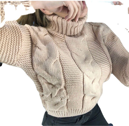Women's cable-knit turtleneck sweater - Relaxed and warm