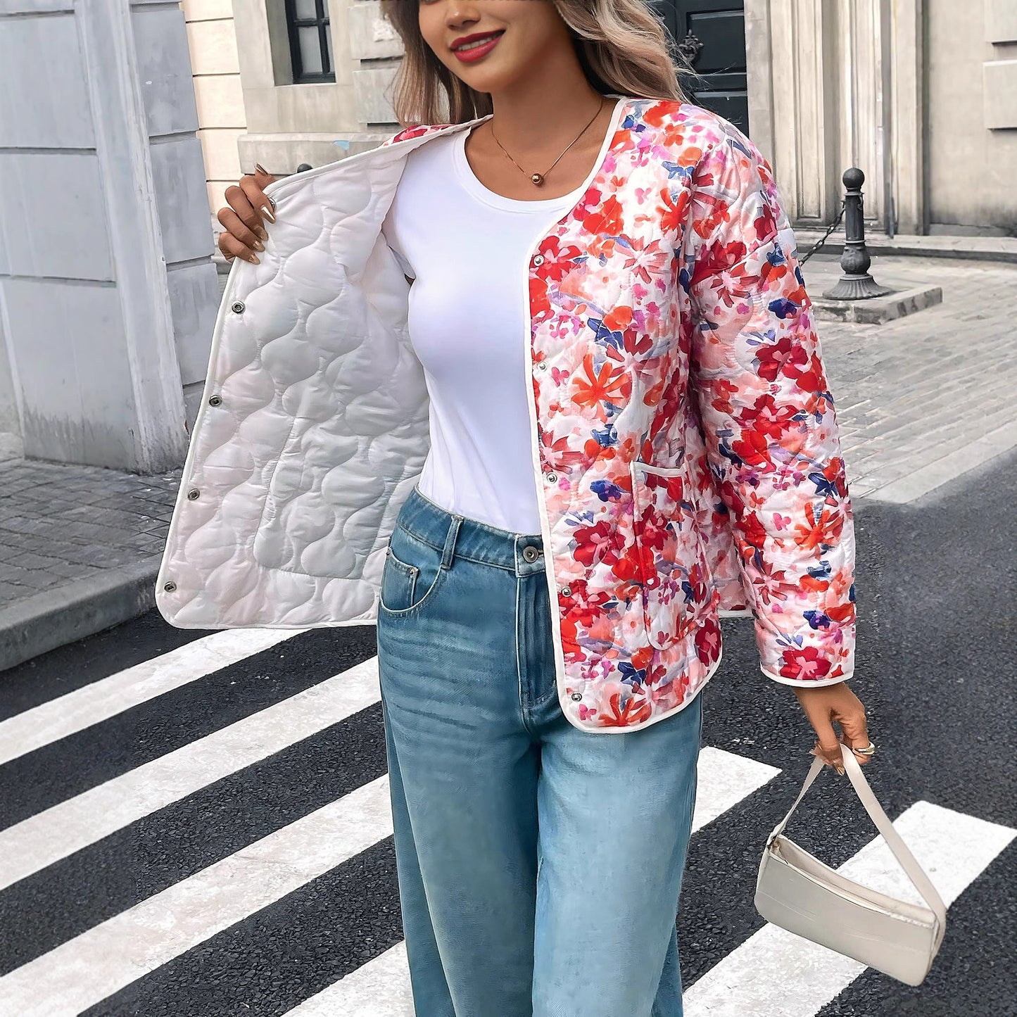 Chemisier femme imprime boutonne a poches coupe decontractee