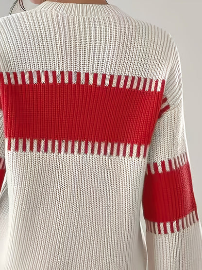Women's color-block striped sweater – Trendy and soft