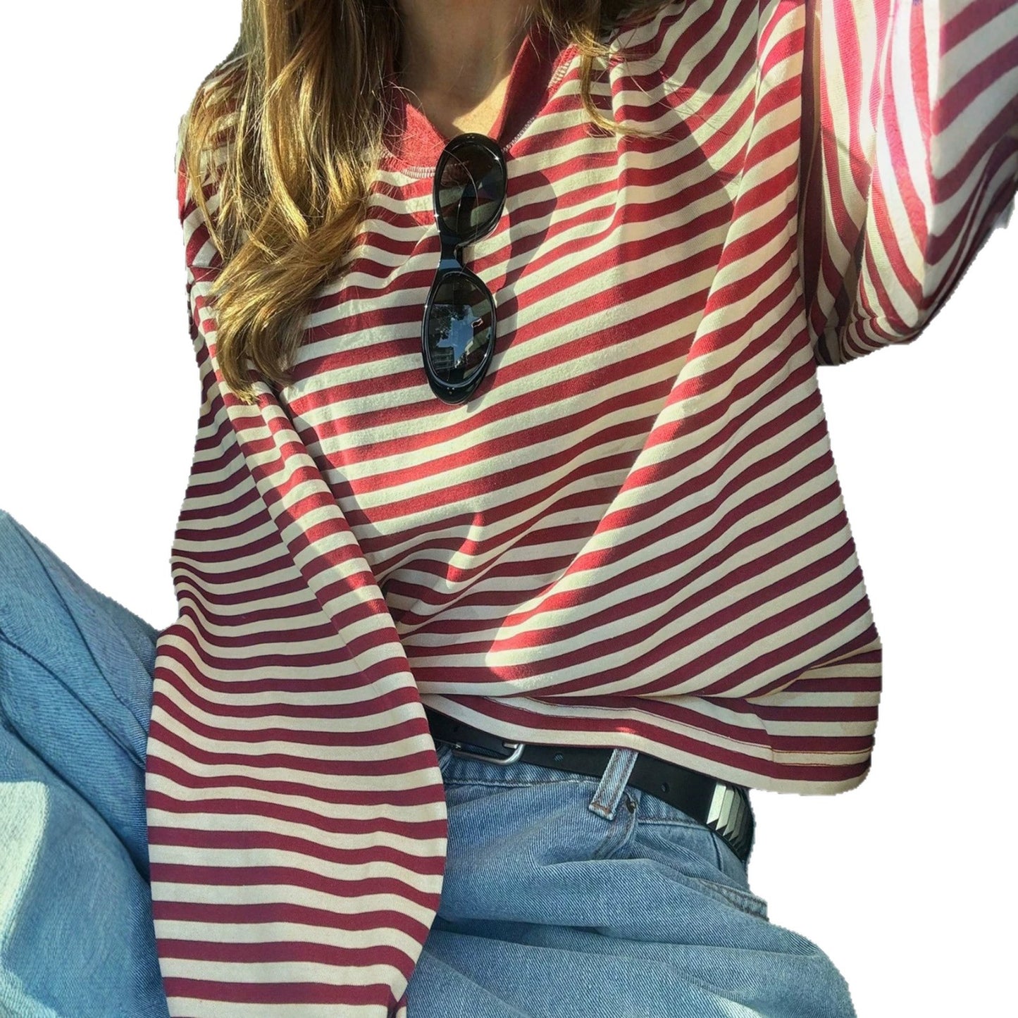 Retro Color-Block Striped Women's Top – Casual, Comfortable Everyday Style