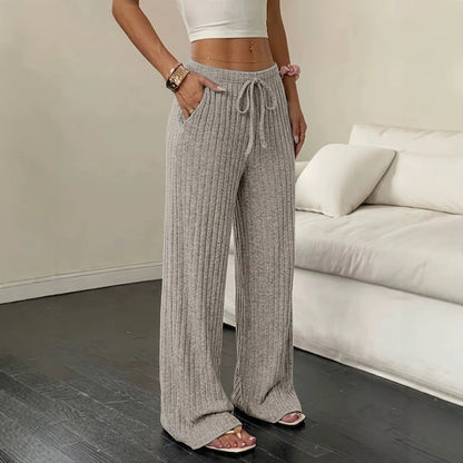Women's wide-leg ribbed knit pants – Comfortable and modern