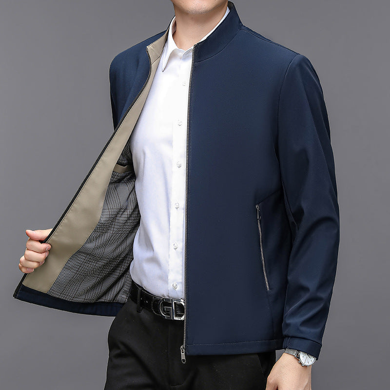 Veste légère homme à col montant et poches latérales – Bomber décontracté idéal pour le printemps et l'automne