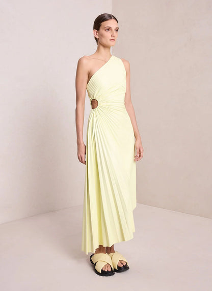Asymmetric pleated maxi dress for women - Elegant and flowing