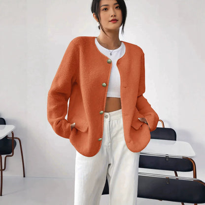 Cappotto in lana testurizzata da donna per taglie forti, ispirato a Chanel – Stile classico ed elegante