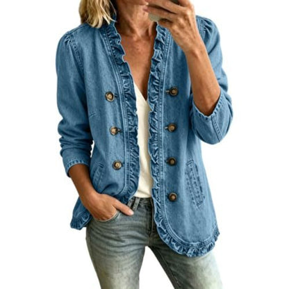 Giacca di jeans da donna con fondo svasato e bottoni - Casual e originale