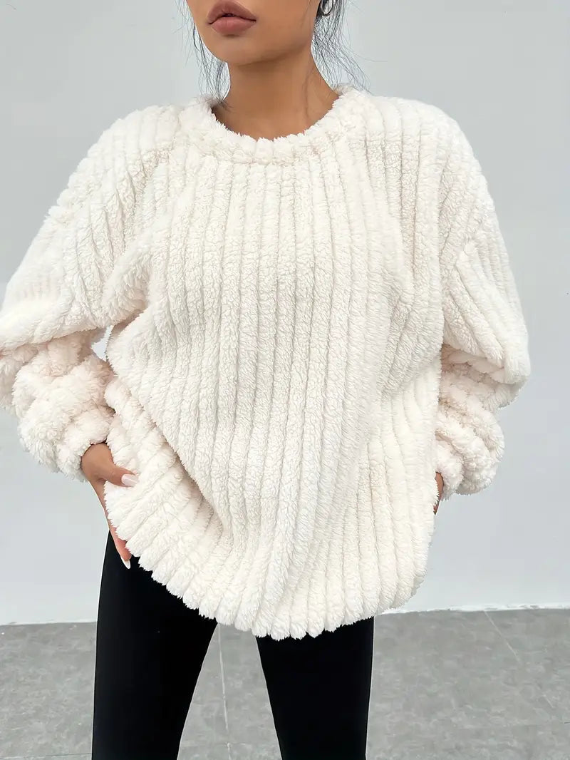 Pull femme oversize col rond - Doux et decontracte