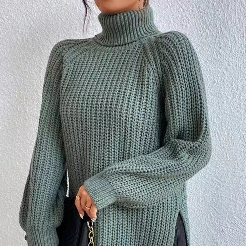Women's sweater with a split mock neck – Soft and comfortable