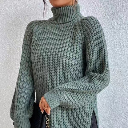 Women's sweater with a split mock neck – Soft and comfortable