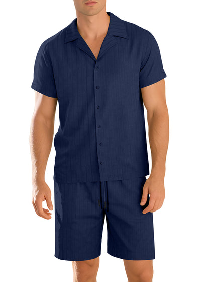 Casual shirt and trousers set for men – Short sleeve durable everyday outfit