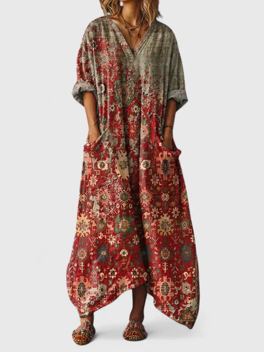 Casual and Elegant Dress for Women - Loose and Colorful Long Dress