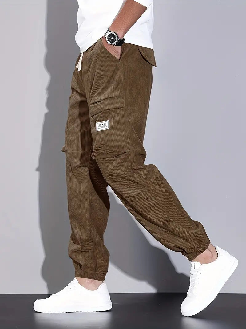 Pantalon Cargo Ajusté pour Homme – Pantalon en Velours Côtelé Confortable