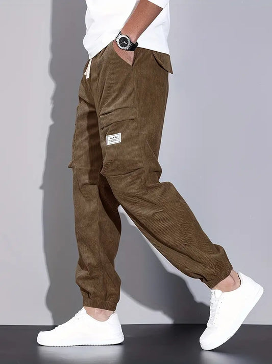 Pantalon Cargo Ajusté pour Homme – Pantalon en Velours Côtelé Confortable