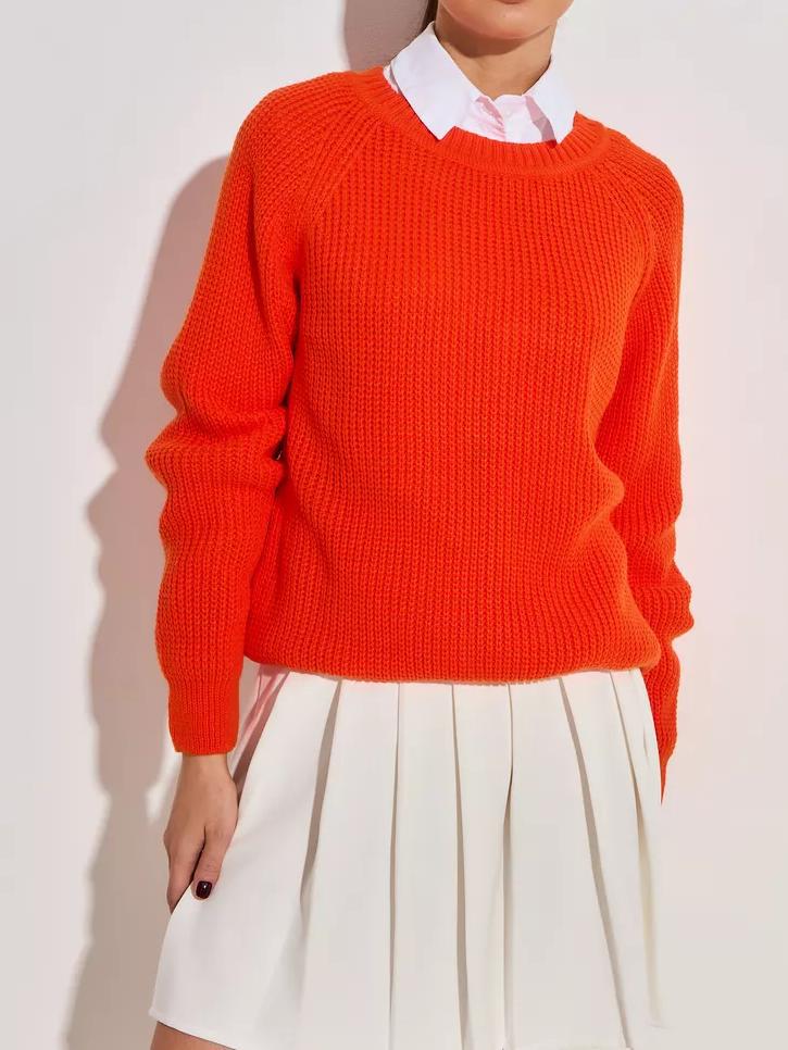 Jersey de punto grueso liso para mujer - Corte cómodo y abrigado