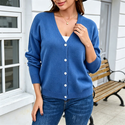 Cardigan da donna in maglia con bottoni – Morbido e versatile