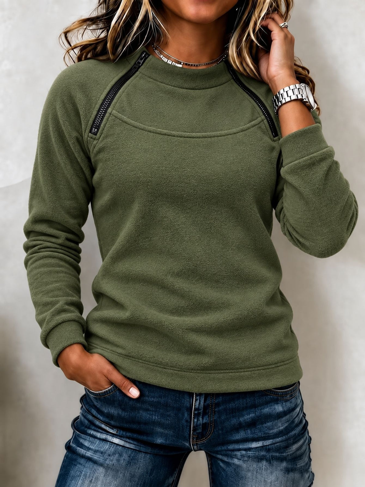 Sweat thermique femme col montant - Chaud et casual