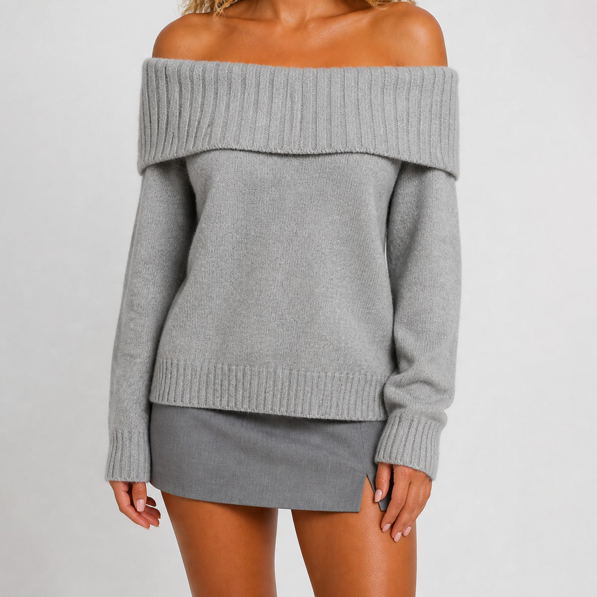 Pull femme manches longues maille unie - Doux et polyvalent
