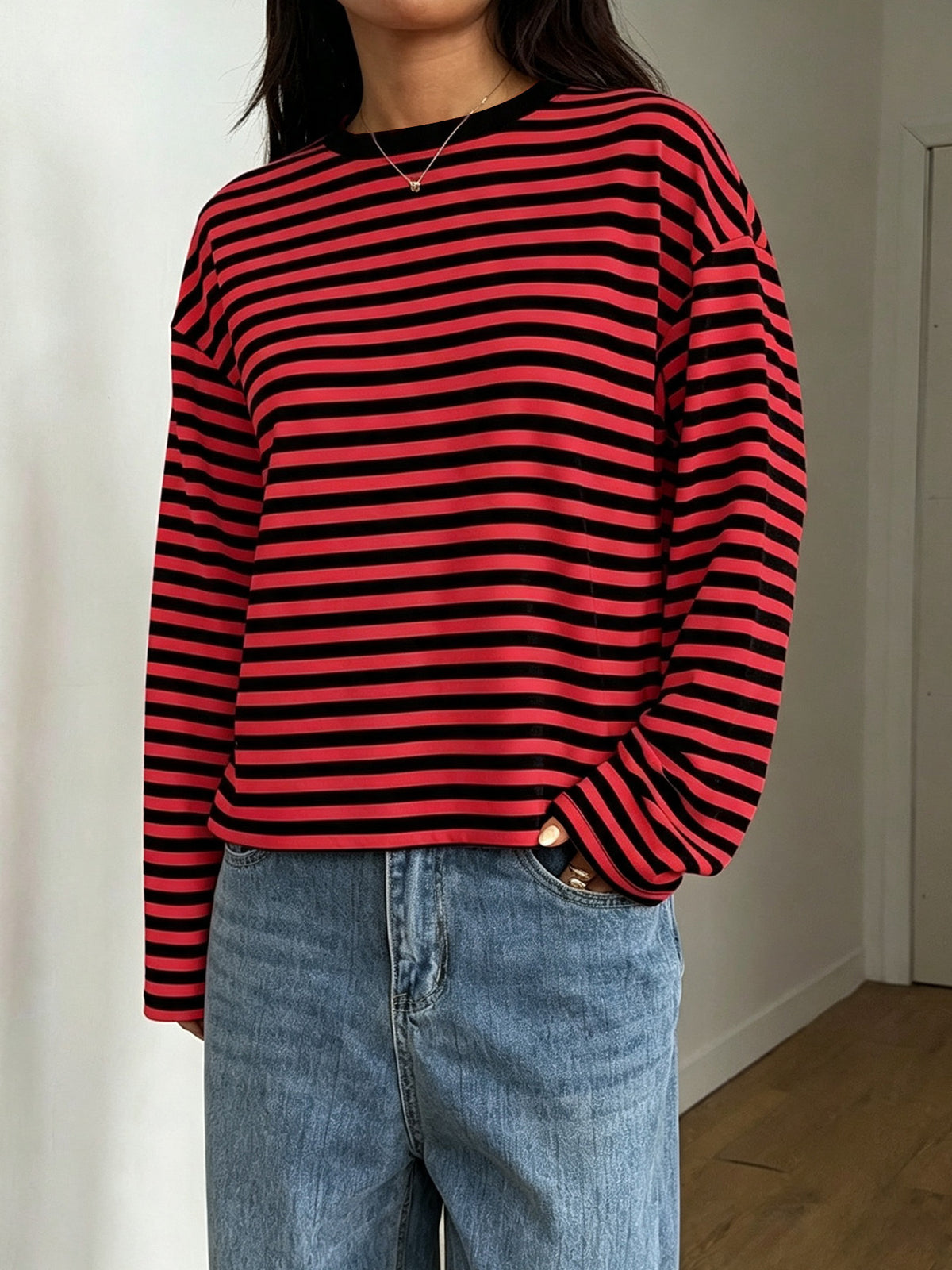 T-shirt da donna girocollo color block - Morbido e versatile