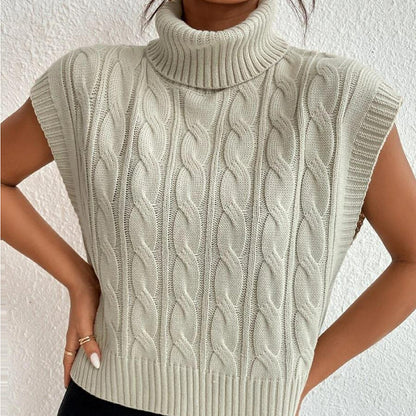 Maglia smanicata da donna con collo alto - Morbida e versatile