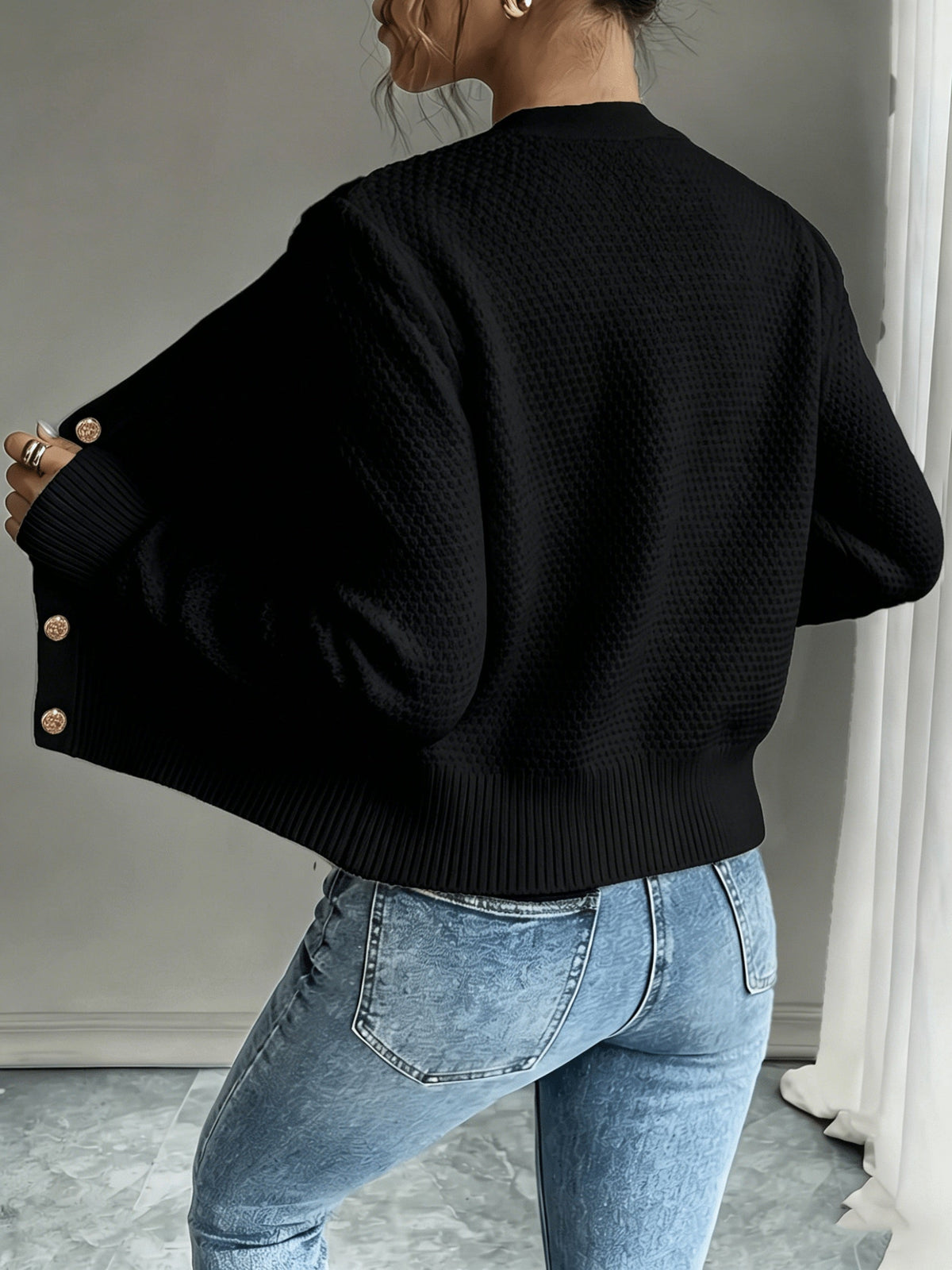 Cárdigan de punto trenzado para mujer con botones - Elegante y suave