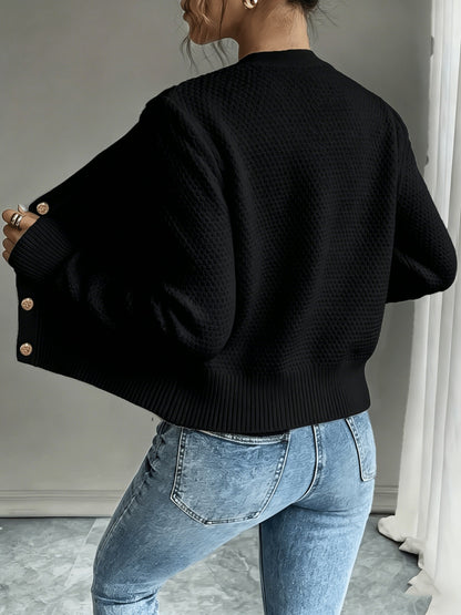 Cárdigan de punto trenzado para mujer con botones - Elegante y suave