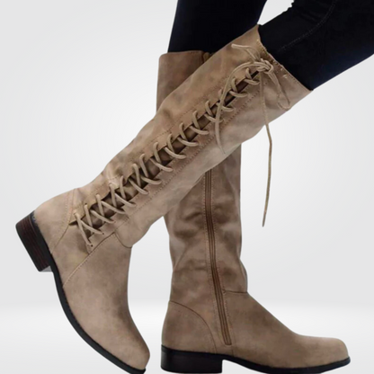 Bottes Hautes en Cuir Lacées Confortables pour Femme – Chaussures Stylées et Durables Automne Hiver