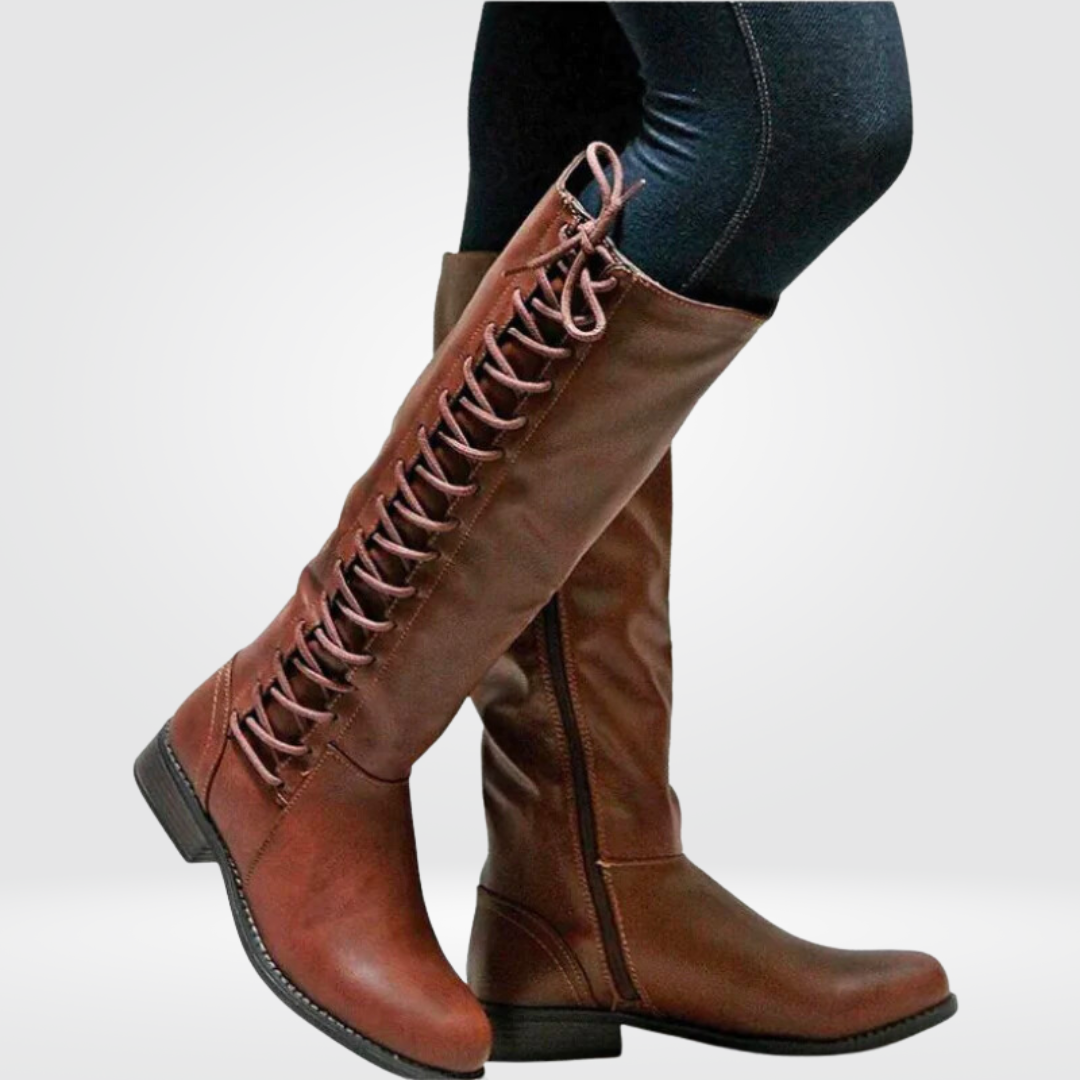 Bottes Hautes en Cuir Lacées Confortables pour Femme – Chaussures Stylées et Durables Automne Hiver