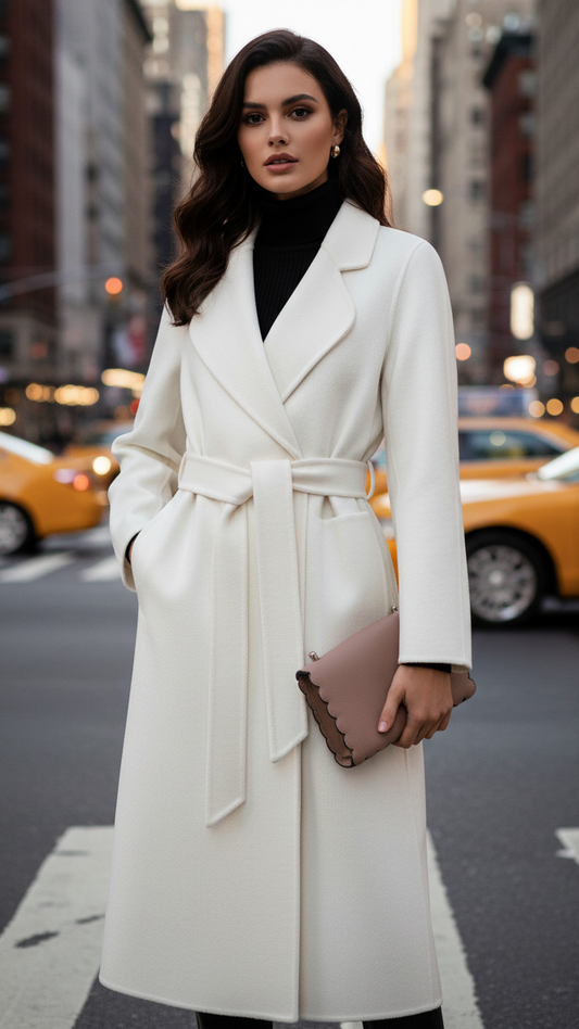 Classic Women’s Double-Breasted Belted Coat – Timeless Elegant Winter Style