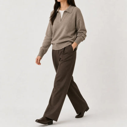 Women's long-sleeve V-neck sweater - Soft and easy to wear