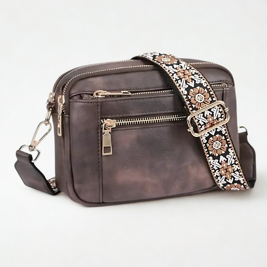 Sac à Bandoulière en Cuir Raffiné Femme – Mini Sac Zippé à Porter Épaule