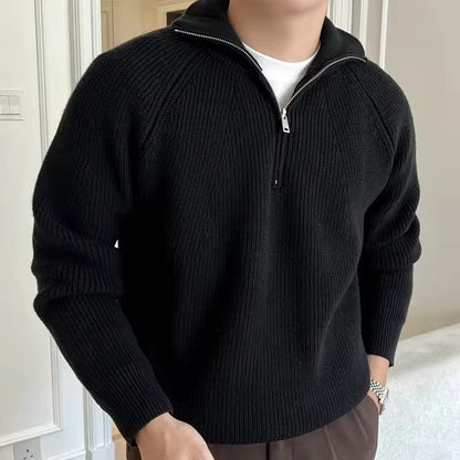 Pull Côtelé Zippé quarte Homme En Coton – Confort Intemporel Et Style Moderne