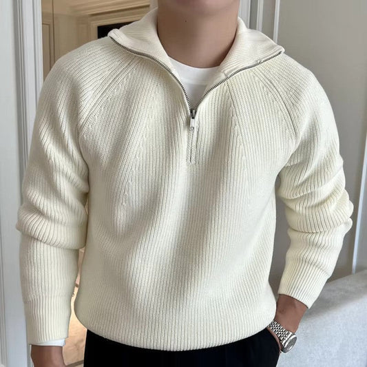 Pull Côtelé Zippé quarte Homme En Coton – Confort Intemporel Et Style Moderne