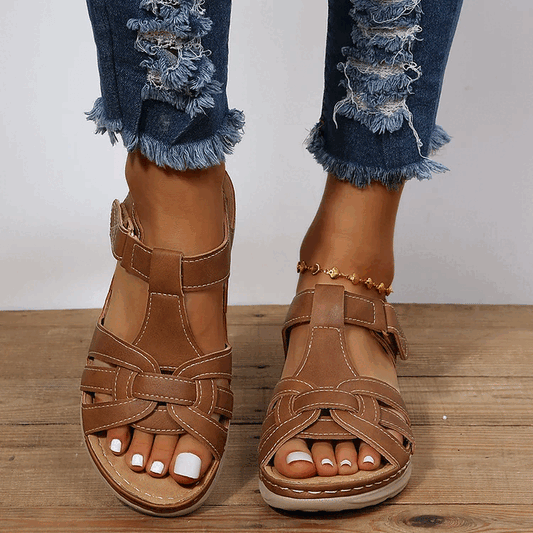 Sandales Orthopédiques Décontractées en Cuir Femme – Polyvalentes, Élégantes