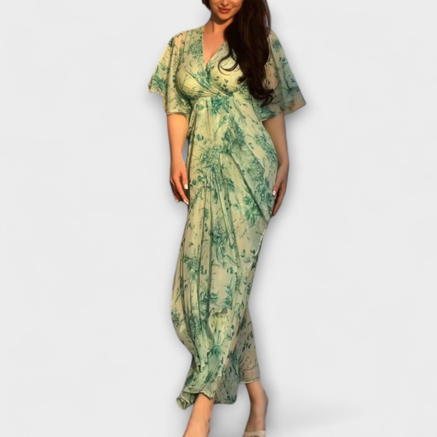Vestito floreale donna con scollo a V – Stile elegante e fluido