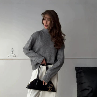 Pull en maille unie ample pour femme – Un style décontracté et confortable pour tous les jours